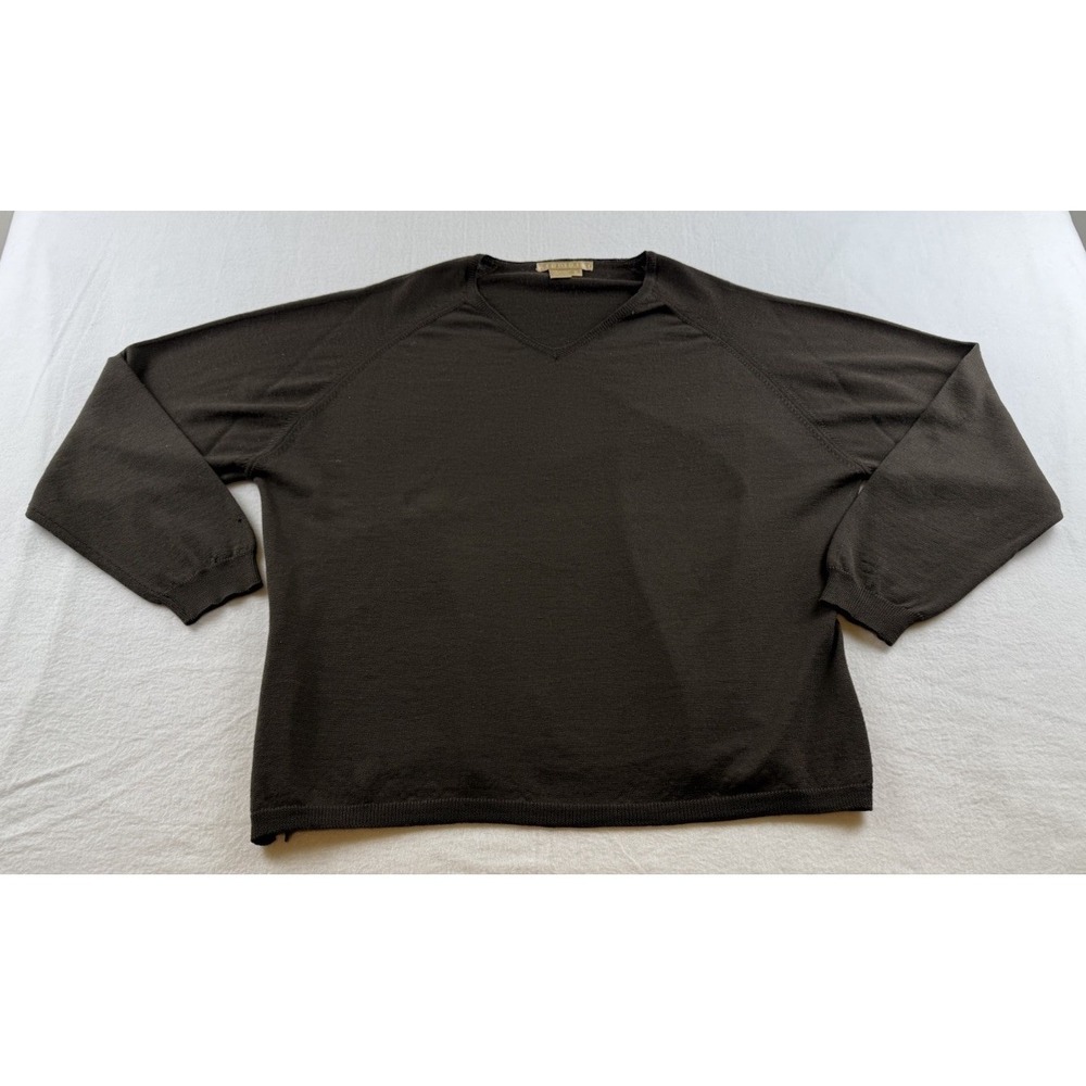 Studio 12 Brown Sweater Merino Wool Cashwool V Neck Womens XL Italy